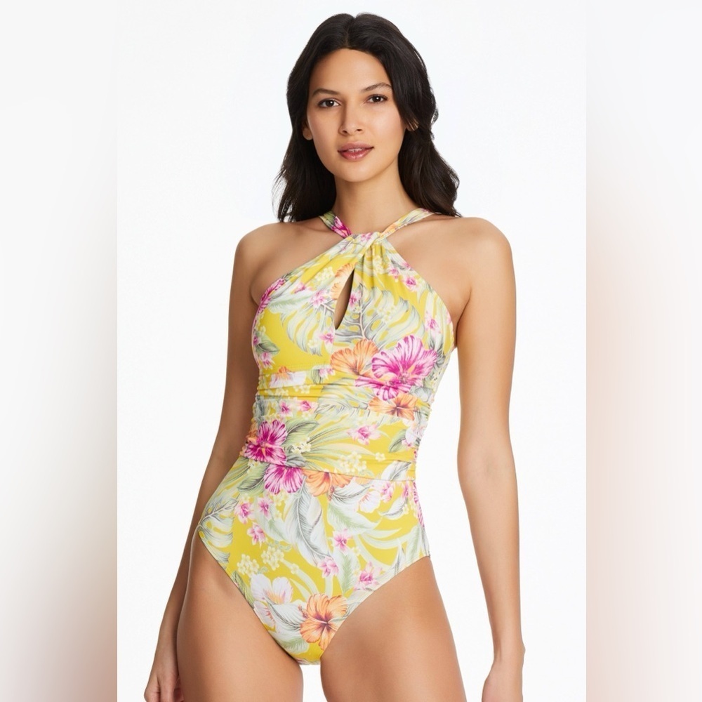 Bleu by Rod Beattie Paradiso High Neck Keyhole Mio One-Piece size 8 nwot